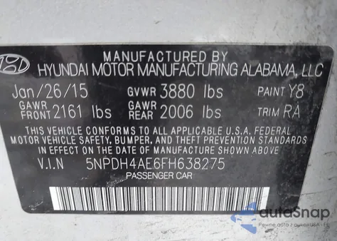 2015 Hyundai Elantra Se из США, поврежденный, VIN 5NPDH4AE6FH638275